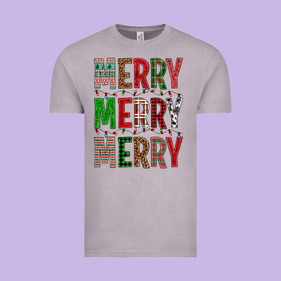 Merry Merry Merry Christmas Vintage Tee Designed By Bundleandbundleshop