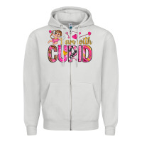 Dove Grey i am with cupid I am with Cupid Valentine's Day Zipper Hoodie - HowdyJamesFarm