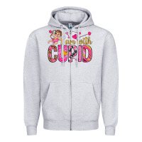 Heather Grey i am with cupid I am with Cupid Valentine's Day Zipper Hoodie - HowdyJamesFarm