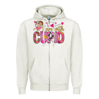 Oatmeal Heather i am with cupid I am with Cupid Valentine's Day Zipper Hoodie - HowdyJamesFarm