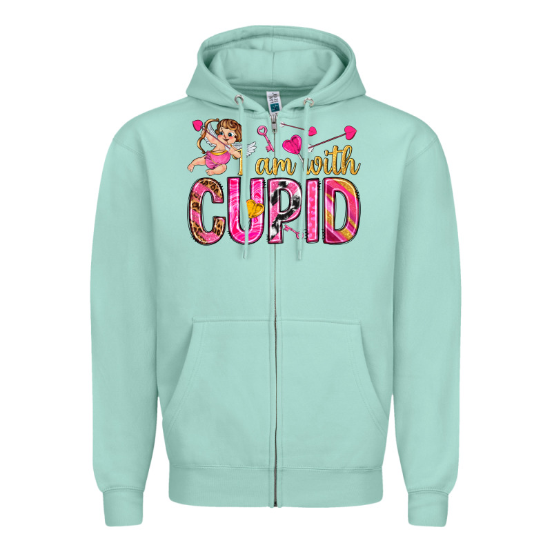 I Am With Cupid I Am With Cupid Valentine's Day Zipper Hoodie by HowdyJamesFarm | Teevron