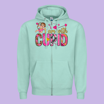 I Am With Cupid I Am With Cupid Valentine's Day Zipper Hoodie Designed By Howdyjamesfarm
