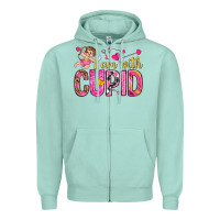 Seafoam i am with cupid I am with Cupid Valentine's Day Zipper Hoodie - HowdyJamesFarm