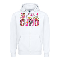 White i am with cupid I am with Cupid Valentine's Day Zipper Hoodie - HowdyJamesFarm