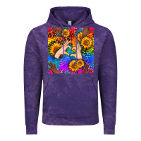 Cloud Purple Heart And Sunflowers With Neon Leopard Patterns Vintage Hoodie - BundleAndBundleShop