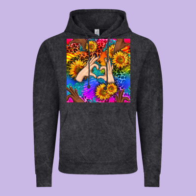 Heart And Sunflowers With Neon Leopard Patterns Vintage Hoodie Designed By Bundleandbundleshop