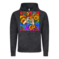 Vintage Black Heart And Sunflowers With Neon Leopard Patterns Vintage Hoodie - BundleAndBundleShop