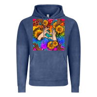 Vintage Denim Heart And Sunflowers With Neon Leopard Patterns Vintage Hoodie - BundleAndBundleShop