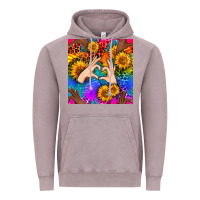 Vintage Zinc Heart And Sunflowers With Neon Leopard Patterns Vintage Hoodie - BundleAndBundleShop