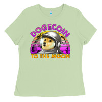 Matcha doge coin to the moon 80's retro sunset Ladies Tee - Jasminsmagicworld