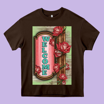 Western Red Roses Welcome Heavy Core Tee Designed By Lillyallendesigns