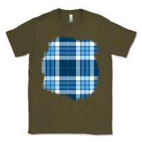 Army Green Winter Tartan Patch Classic Tee - BundleAndBundleShop