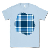 Dusty Blue Winter Tartan Patch Classic Tee - BundleAndBundleShop