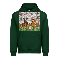 Forest Green Easter Dog Urban Hoodie - CowhideDigitalArt