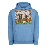 Pigment Pebble Blue Easter Dog Urban Hoodie - CowhideDigitalArt