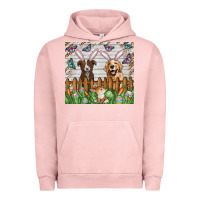 Pigment Salmon Easter Dog Urban Hoodie - CowhideDigitalArt