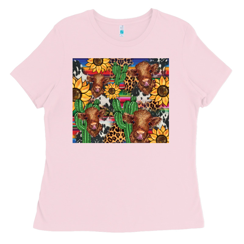 Western Cactus Sunflower Highlands Cow Ladies Tee by BarkalooDesign | Teevron