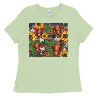 Matcha western cactus sunflower highlands cow Ladies Tee - BarkalooDesign