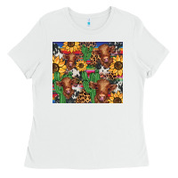 White western cactus sunflower highlands cow Ladies Tee - BarkalooDesign