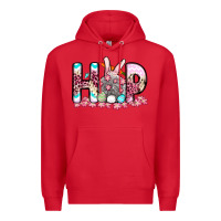 Red Easter Day Hop bunny Premium Hoodie - OliviaCreatesArt