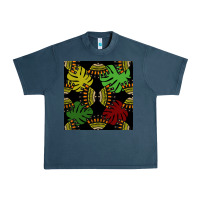 Midnight Navy african and leaf seamless pattern Urban Heavy Tee - BundleAndBundleShop