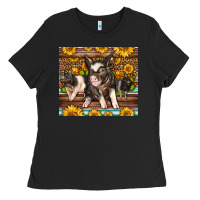 Black Western Cute Hampshire Pigs Ladies Tee - LillyAllenDesigns