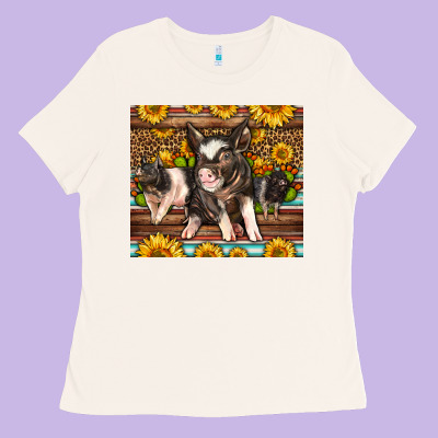 Western Cute Hampshire Pigs Ladies Tee Designed By Lillyallendesigns