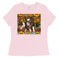 Bubblegum Pink Western Cute Hampshire Pigs Ladies Tee - LillyAllenDesigns