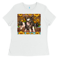 White Western Cute Hampshire Pigs Ladies Tee - LillyAllenDesigns