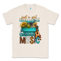 Natural Just A Girl Who Loves Country Music Classic Tee - BundleAndBundleShop