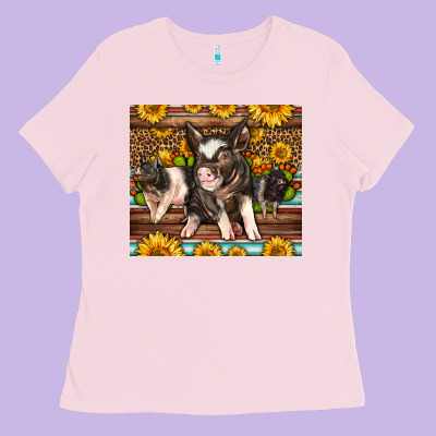 Western Cute Hampshire Pigs Ladies Tee Designed By Lillyallendesigns