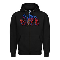 Black police wife with lightning bolt Zipper Hoodie - CowGirlArtShop