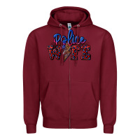 Burgundy police wife with lightning bolt Zipper Hoodie - CowGirlArtShop
