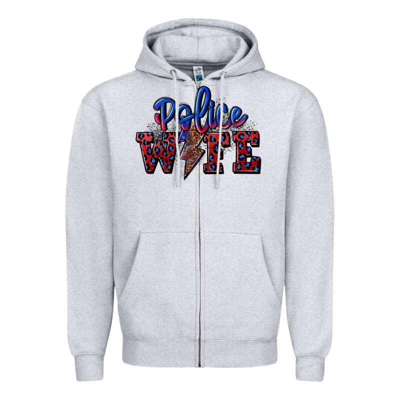 Police Wife With Lightning Bolt Zipper Hoodie by CowGirlArtShop | Teevron