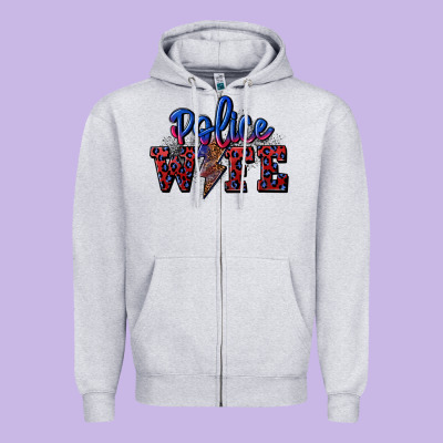 Police Wife With Lightning Bolt Zipper Hoodie Designed By Cowgirlartshop