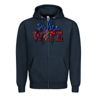 Navy police wife with lightning bolt Zipper Hoodie - CowGirlArtShop