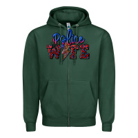 Sports Green police wife with lightning bolt Zipper Hoodie - CowGirlArtShop
