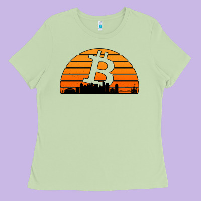 Bitcoin New Orleans Retro Sunset Ladies Tee Designed By Jasminsmagicworld