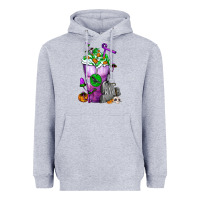 Heather Grey Halloween Cold Drink Frappe With Tombstone Heavyweight Hoodie - FaDigitalArtStudio