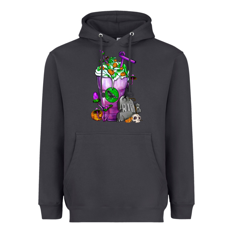 Halloween Cold Drink Frappe With Tombstone Heavyweight Hoodie by FaDigitalArtStudio | Teevron