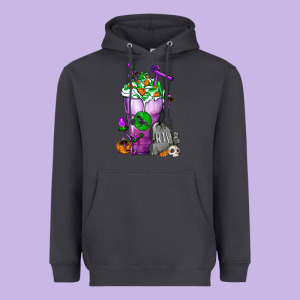 Halloween Cold Drink Frappe With Tombstone Heavyweight Hoodie Designed By Fadigitalartstudio