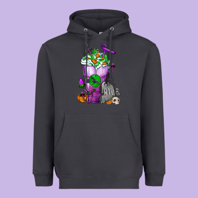Halloween Cold Drink Frappe With Tombstone Heavyweight Hoodie Designed By Fadigitalartstudio
