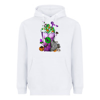 White Halloween Cold Drink Frappe With Tombstone Heavyweight Hoodie - FaDigitalArtStudio