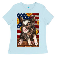 Baby Blue Western American Pig Ladies Tee - LillyAllenDesigns