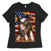 Black Western American Pig Ladies Tee - LillyAllenDesigns