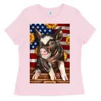 Bubblegum Pink Western American Pig Ladies Tee - LillyAllenDesigns