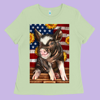 Western American Pig Ladies Tee Designed By Lillyallendesigns