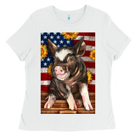 White Western American Pig Ladies Tee - LillyAllenDesigns