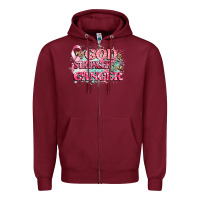 Burgundy my god is stronger than cancer Zipper Hoodie - CowGirlArtShop