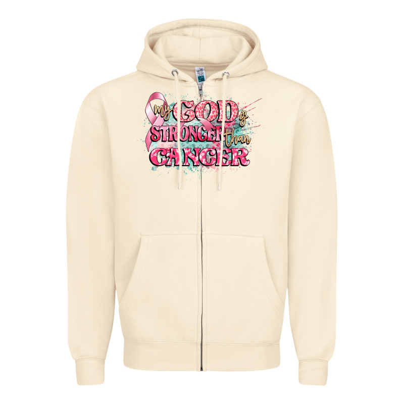 My God Is Stronger Than Cancer Zipper Hoodie by CowGirlArtShop | Teevron